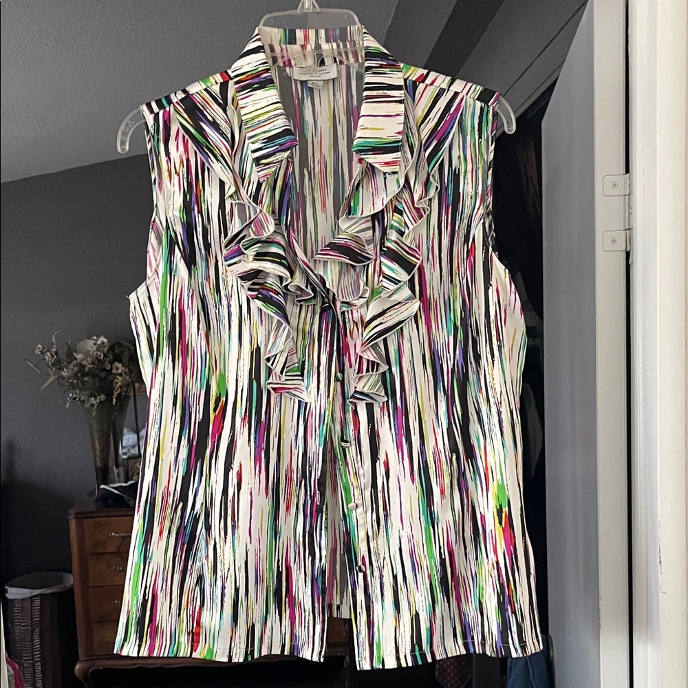 INC International Concepts Striped Ruffle Blouse